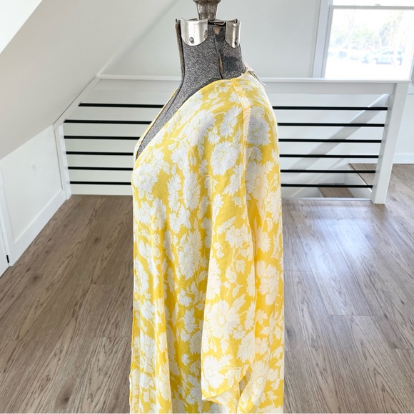 NWT LC Lauren Conrad yellow white floral bohemian tropical kimono beach coverup - Picture 10 of 11
